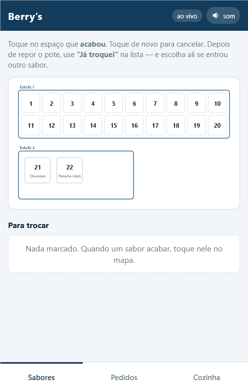 Passo 3: O site abre direto no freezer — o mesmo desenho do computador