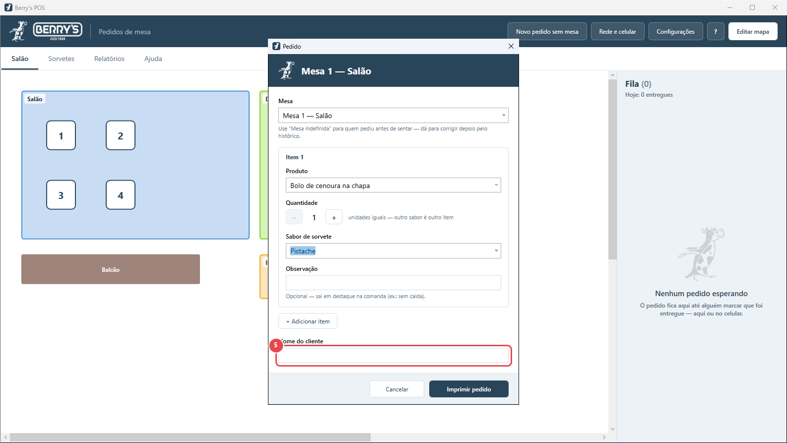 Passo 5: Escreva o nome do cliente